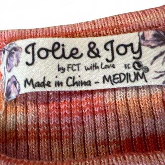 Jolie & Joy Retro Sleeveless Knit Tank Top – Abstract Peach Pink Print – Size M - Picture 3 of 3